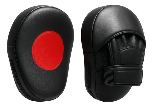 Curved focus mitts with synthetic leather surface for boxing training