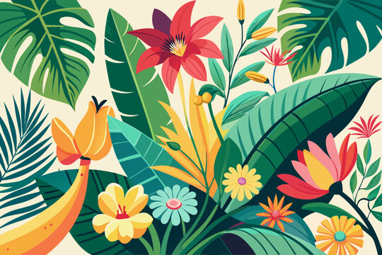 Vibrant Tropical Floral Illustration