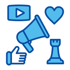 Content Management Icons In Blue Style, Vector Illustration