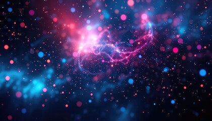 Fototapeta premium Abstract glowing particles forming a nebula effect with streams of energy and vibrant color gradients creating a futuristic and dynamic background