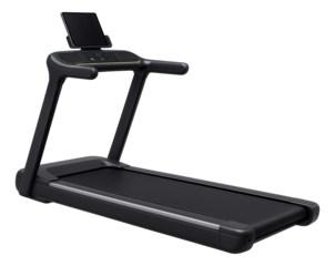 Electric treadmill with built-in speakers and tablet holder for multimedia sessions