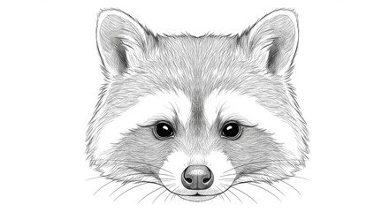 Obraz premium Captivating sketch of a curious raccoon's face, showcasing detailed fur and expressive eyes, perfect for nature and wildlife projects.
