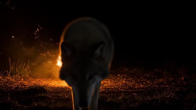 A striking blue vector art of a howling wolf skeleton head with glowing eyes