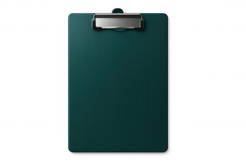 Green clipboard with metal clip on a transparent background, ready for documents, perfect for office and business concepts