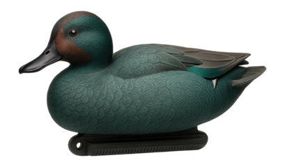 Polyurethane teal duck decoy with UV-resistant paint for prolonged exposure