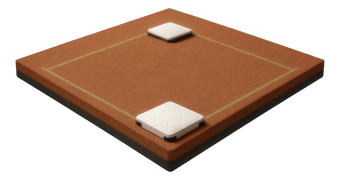 Diamond-shaped clay infield with bases for baseball practice