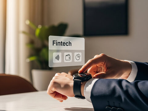 Professional Using Smartwatch for Fintech and Contactless Payments