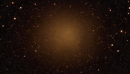 Golden, glowing dots form a concentric pattern on a dark background