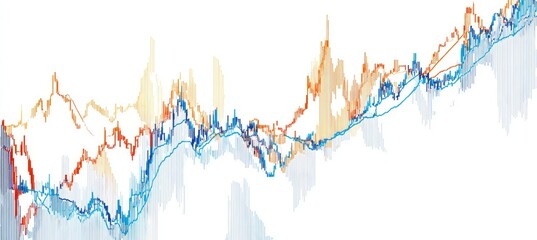 Abstract financial chart with multiple colored lines