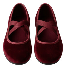 Velvet ballet slippers with elastic bridge strap in deep burgundy
