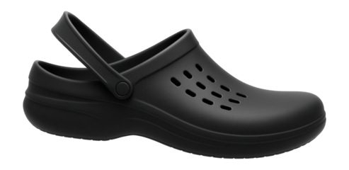 Slip-resistant chef clogs with vented sides and contoured footbed