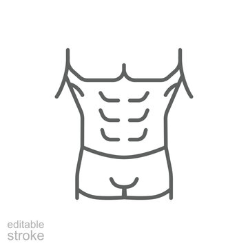 Male torso icon. Simple outline style. Strong, man, fitness, gym, health, sport, training, exercise, person, healthy, body, shape concept. Thin line symbol. Vector isolated design editable stroke
