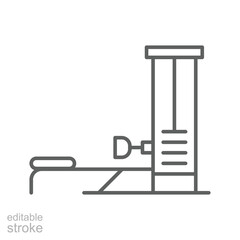 Cable row machine icon. Simple outline style. Fitness, gym, training, exercise, workout, machine, muscle, bodybuilding, equipment concept. Thin line symbol. Vector isolated design editable stroke
