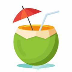 Tropical Coconut Drink Flat Icon