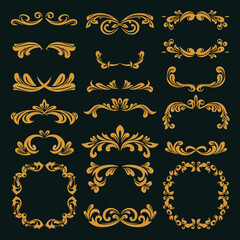 Antique Gold Frames and Elements Vector