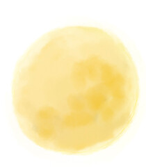 水彩で描いた金色の月のような円イラスト