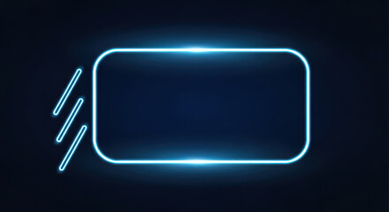 Glowing Neon Blue Rounded Rectangle Frame with Motion Lines on Dark Background image photo