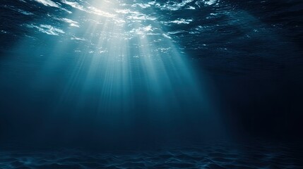 Sunlight beams through deep ocean water