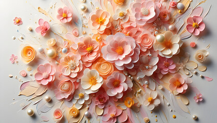 Obraz premium Abstract bouquet of beautiful red and pink carnation flowers on a vibrant floral background