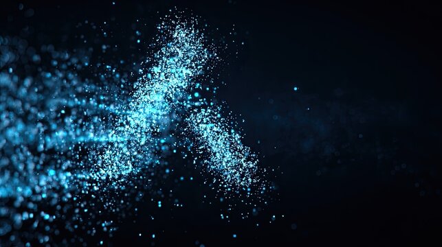 Abstract digital art; light blue particles