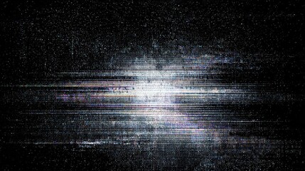 Distorted, grainy, digital glitch image with horizontal lines