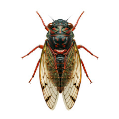 Vibrant cicada insect detailed macro view showcasing intricate wings and exoskeleton for nature studies