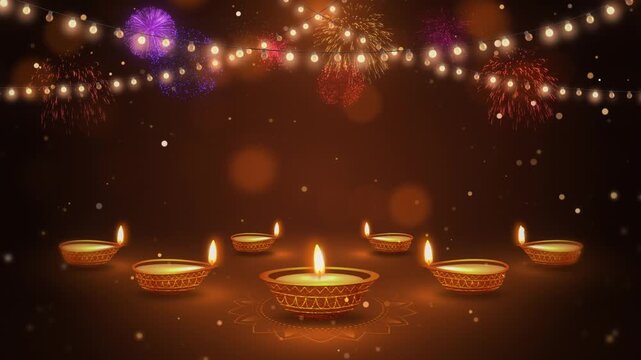 Decorative Diwali Lights and Fireworks Seamlessly Loopable