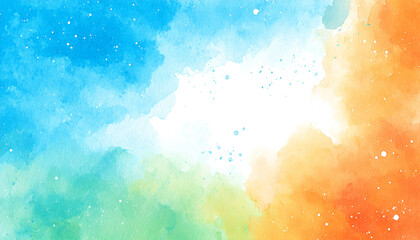 FONDO ACUARELABLE DINÁMICO MINIMALISTA: TONOS AZULES, VERDES Y NARANJAS