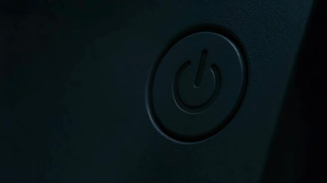 Power button close up on black electronic device switch symbolizing digital detox retreat for mindful technology use and relaxing offline time