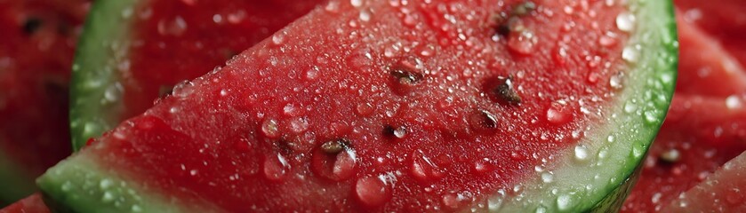 Close-up view of fresh watermelon slices.