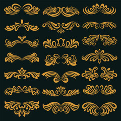 Intricate Gold Frames and Elements Vector Set