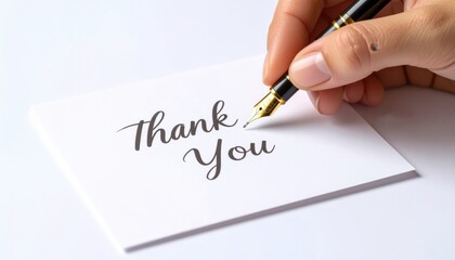 Hand Writing Thank You Note On White Card