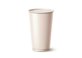 A light pink liquid fills a tall cylindrical cup with a visible rim on a white background