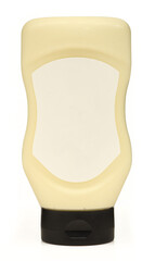 plastic container mayo bottle isolated on white background. mockup template blank full sauce