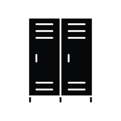 Lockers icon. Simple solid style. Locker, room, storage, office, changing, school, personal, luggage, safe, box, private, gym concept. Silhouette, glyph symbol. Vector isolated design