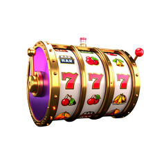 Online casino. 3D slot machine isolated on a transparent background
