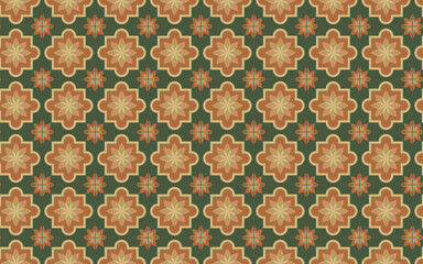 Decoravite seamless pattern green and orange color, Illustration Decoration seamless pattern green and orange for background.