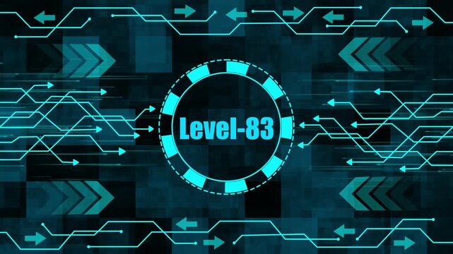 Futuristic Digital H U D Interface with Level 83 Display and Flowing Data Arrows Cybernetic