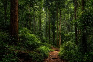 Obraz premium Lush, green forest path