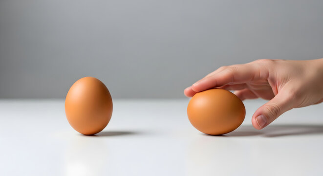 Egg Rolling Across White Table � Captured Mid-Motion with Cinematic Realism