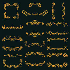 Heritage Gold Borders and Elements Vector
