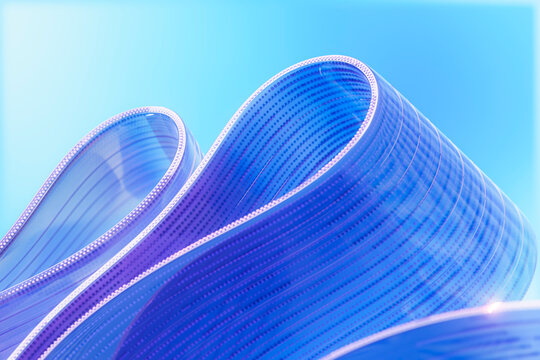 Abstract 3d blue data flow and circuit stream illustration