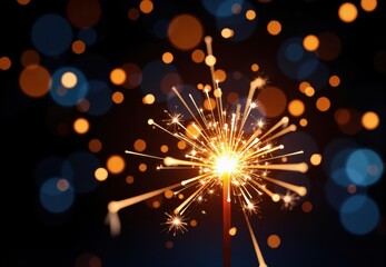 Fototapeta premium Sparkle with Orange and Blue Bokeh Background