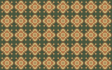 Decoravite seamless pattern green and orange color, Illustration Decoration seamless pattern green and orange for background.