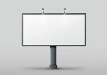 Billboard with lights gray frame set on gray background