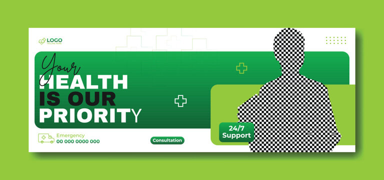 Healthcare Banner Template with Doctor and 24 7 Support for Medical Services