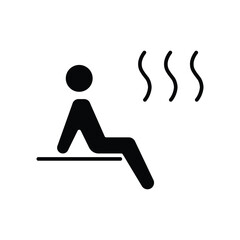 Sauna icon. Simple solid style. Steam, room, seat, spa, heater, heat, man, finnish, sweat, person, healthy, body, care, healthcare concept. Silhouette, glyph symbol. Vector isolated design