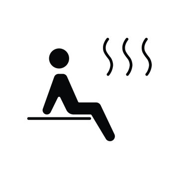 Sauna icon. Simple solid style. Steam, room, seat, spa, heater, heat, man, finnish, sweat, person, healthy, body, care, healthcare concept. Silhouette, glyph symbol. Vector isolated design