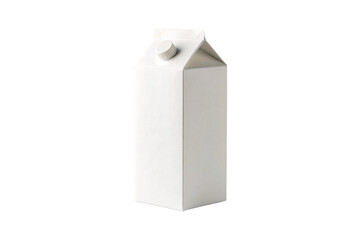 White milk carton with screw cap, classic rectangular packaging design for dairy products, isolated on a transparent background