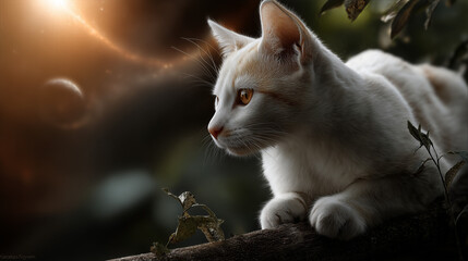 Curious Cat Gazing at a Cosmic Phenomenon